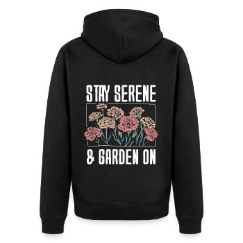 Landschaftsgärtner - Unisex Premium Bio Zip Hoodie - Schwarz - Hinten - Nico (187cm)