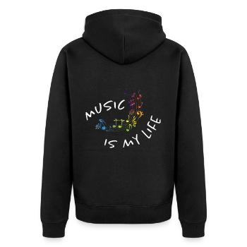 La musique est ma vie - partition aquarelle colorée - musique - Veste à capuche bio Premium Unisexe - noir - Dos - Nico (187cm)