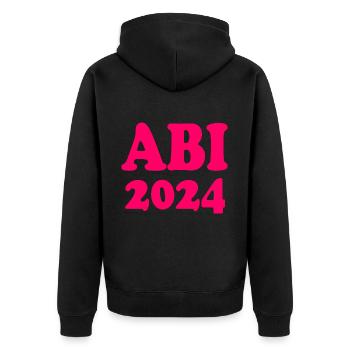 Abi 2024 - Unisex Premium Bio Zip Hoodie - Schwarz - Hinten - Nico (187cm)