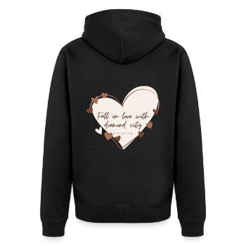 J’aime avec cœur Anvers - Veste à capuche bio Premium Unisexe - noir - Dos - Nico (187cm)