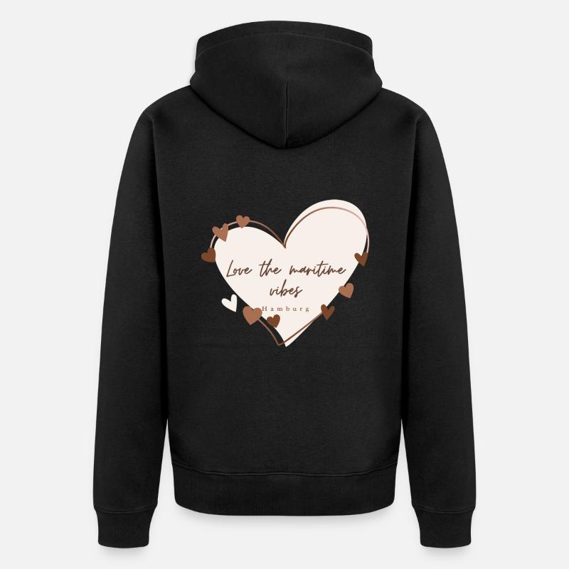 J’aime avec cœur Hambourg - Veste à capuche bio Premium Unisexe - noir