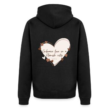 Embrassez l’amour dans une ville flamande - Veste à capuche bio Premium Unisexe - noir - Dos - Nico (187cm)