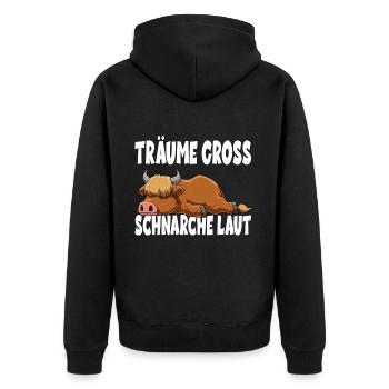 Träume Gross Schnarche Laut für einen Büffel - Unisex Premium Bio Zip Hoodie - Schwarz - Hinten - Nico (187cm)