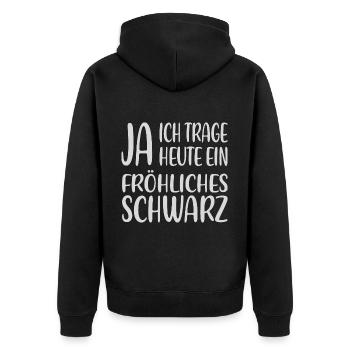 Fröhliches Schwarz – Statementshirt - Unisex Premium Bio Zip Hoodie - Schwarz - Hinten - Nico (187cm)