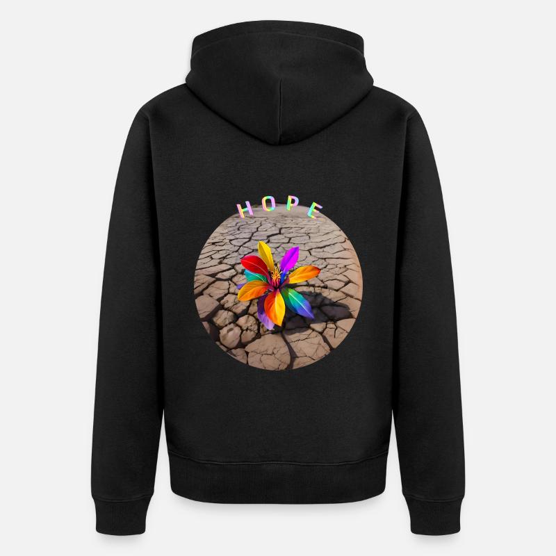 Regenbogenblume der Hoffnung - Unisex Premium Bio Zip Hoodie - Schwarz