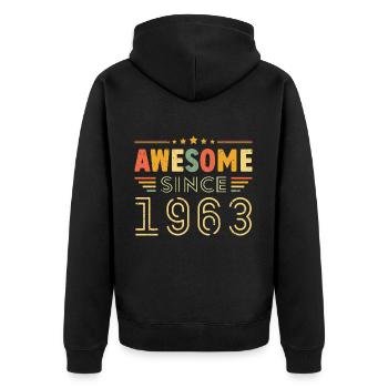 Vintage Legend 1963 Geschenk von 1963 - Jahrgang 1963 - Unisex Premium Bio Zip Hoodie - Schwarz - Hinten - Nico (187cm)