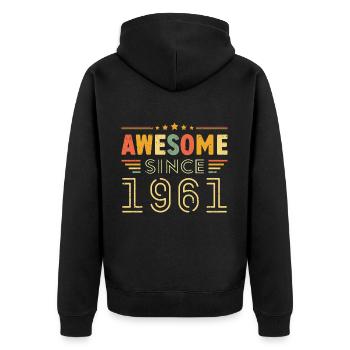 Millésime Légende 1961 Cadeau de 1961 - Né en 1961 - Veste à capuche bio Premium Unisexe - noir - Dos - Nico (187cm)