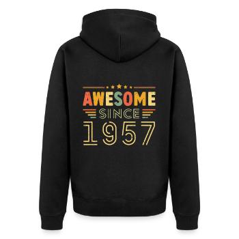 Vintage Legend 1957 Geschenk von 1957 - Jahrgang 1957 - Unisex Premium Bio Zip Hoodie - Schwarz - Hinten - Nico (187cm)