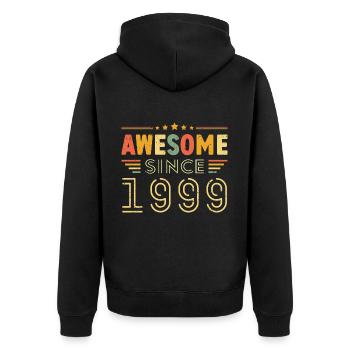 Vintage Legend 1999 Geschenk von 1999 - Jahrgang 1999 - Unisex Premium Bio Zip Hoodie - Schwarz - Hinten - Nico (187cm)