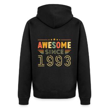 Vintage Legend 1993 Geschenk von 1993 - Jahrgang 1993 - Unisex Premium Bio Zip Hoodie - Schwarz - Hinten - Nico (187cm)