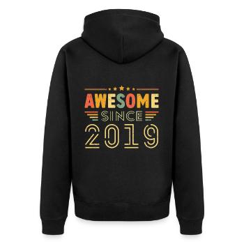 Vintage Legend 2019 Geschenk von 2019 - Jahrgang 2019 - Unisex Premium Bio Zip Hoodie - Schwarz - Hinten - Nico (187cm)