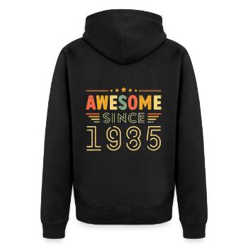 Vintage Legend 1985 Geschenk von 1985 - Jahrgang 1985 - Unisex Premium Bio Zip Hoodie - Schwarz - Hinten - Nico (187cm)