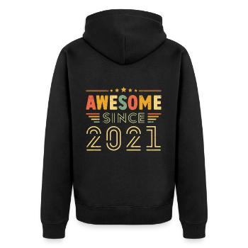 Vintage Legend 2021 Geschenk von 2021 - Jahrgang 2021 - Unisex Premium Bio Zip Hoodie - Schwarz - Hinten - Nico (187cm)