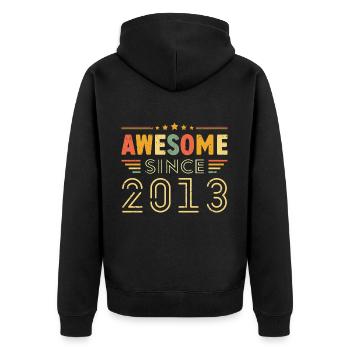 Vintage Legend 2013 Geschenk von 2013 - Jahrgang 2013 - Unisex Premium Bio Zip Hoodie - Schwarz - Hinten - Nico (187cm)