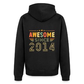 Vintage Legend 2014 Geschenk von 2014 - Jahrgang 2014 - Unisex Premium Bio Zip Hoodie - Schwarz - Hinten - Nico (187cm)