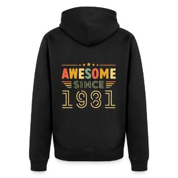 Millésime Légende 1981 Cadeau de 1981 - Né en 1981 - Veste à capuche bio Premium Unisexe - noir - Dos - Nico (187cm)