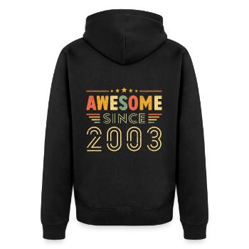 Vintage Legend 2003 Geschenk von 2003 - Jahrgang 2003 - Unisex Premium Bio Zip Hoodie - Schwarz - Hinten - Nico (187cm)