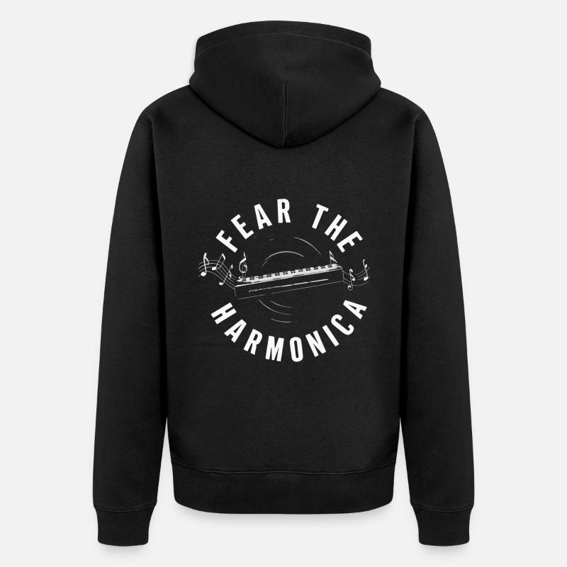 Harmonica Playing Gift - Unisex Premium Organic Zip Hoodie - black