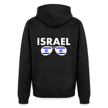 Israel - Unisex Premium Bio Zip Hoodie - Schwarz - Hinten - Nico (187cm)