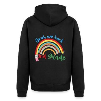 Bruh, wir kehren in die zweite Klasse zurück, glücklich, zurück in die Schule - Unisex Premium Bio Zip Hoodie - Schwarz - Hinten - Nico (187cm)