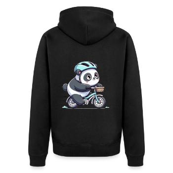 Cute Cyclist Panda - Unisex Premium Bio Zip Hoodie - Schwarz - Hinten - Nico (187cm)