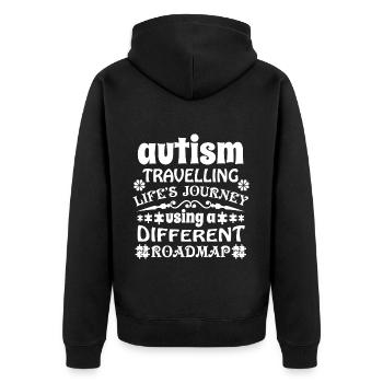 Autismus - Unisex Premium Bio Zip Hoodie - Schwarz - Hinten - Nico (187cm)