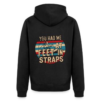 Tu m’avais à mes pieds dans des sangles 53 - Veste à capuche bio Premium Unisexe - noir - Dos - Nico (187cm)