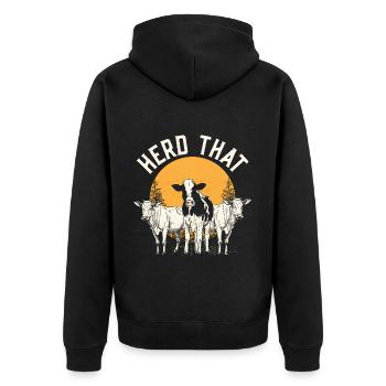 Kuhbauer Lustiger Bauernhof Kühe Tierfarm - Unisex Premium Bio Zip Hoodie - Schwarz - Hinten - Nico (187cm)