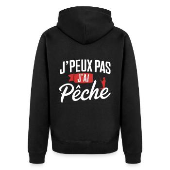 J'peux Pas, J'ai Pêche - Veste à capuche bio Premium Unisexe - noir - Dos - Nico (187cm)