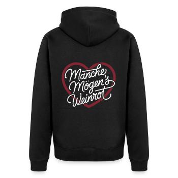 Manche mögens weinrot - Unisex Premium Bio Zip Hoodie - Schwarz - Hinten - Nico (187cm)