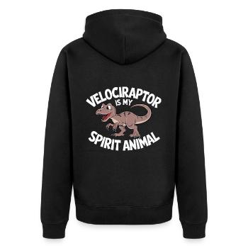 Velociraptor Is My Spirit Animal - Unisex Premium Bio Zip Hoodie - Schwarz - Hinten - Nico (187cm)