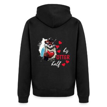 Otter half liebe geschenk - Unisex Premium Bio Zip Hoodie - Schwarz - Hinten - Nico (187cm)