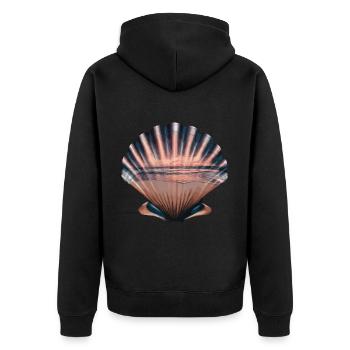Muschel Strand Szene Serene Ozean Landschaft - Unisex Premium Bio Zip Hoodie - Schwarz - Hinten - Nico (187cm)