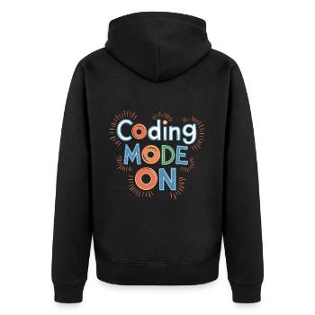 Coding Mode On 15 - Unisex Premium Bio Zip Hoodie - Schwarz - Hinten - Nico (187cm)