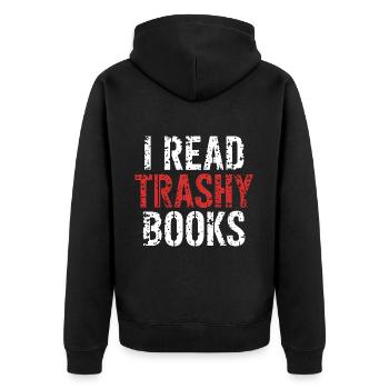 I Read Trashy Books 13 - Unisex Premium Bio Zip Hoodie - Schwarz - Hinten - Nico (187cm)