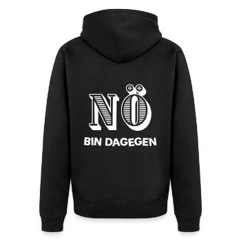 NÖ - BIN DAGEGEN - Unisex Premium Bio Zip Hoodie - Schwarz - Hinten - Nico (187cm)