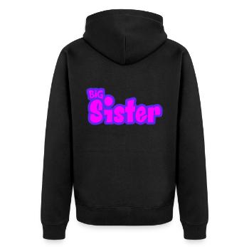 Big Sis Sœur aînée Famille frère ou sœur - Veste à capuche bio Premium Unisexe - noir - Dos - Nico (187cm)