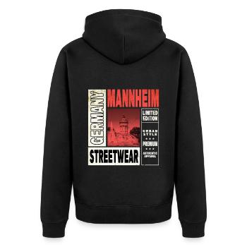 Mannheim Germany City Skyline Home Love - Unisex Premium Organic Zip Hoodie - black - Back - Nico (187cm)