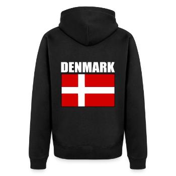 Denmark - Unisex Premium Organic Zip Hoodie - black - Back - Nico (187cm)