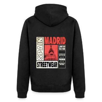 Madrid Espagne City Skyline Maison de vacances Love - Veste à capuche bio Premium Unisexe - noir - Dos - Nico (187cm)