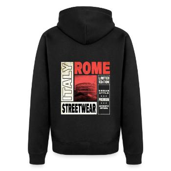 Rom Rome Italien Stadt Skyline Heimat Liebe Urlaub - Unisex Premium Bio Zip Hoodie - Schwarz - Hinten - Nico (187cm)