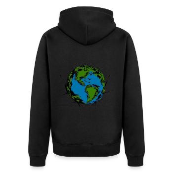 World - Unisex Premium Organic Zip Hoodie - black - Back - Nico (187cm)