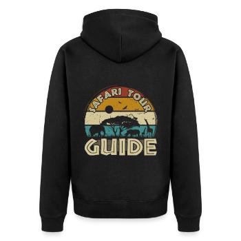 Safari Tour Guide Kostüm Afrika Zoo Tour Reise - Unisex Premium Bio Zip Hoodie - Schwarz - Hinten - Nico (187cm)