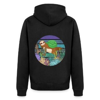 Scuba Diving Sloth Lazy Animal Diving I Gift - Unisex Premium Organic Zip Hoodie - black - Back - Nico (187cm)