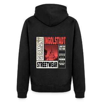 Ingolstadt Deutschland Stadt Skyline Heimat Liebe - Unisex Premium Bio Zip Hoodie - Schwarz - Hinten - Nico (187cm)