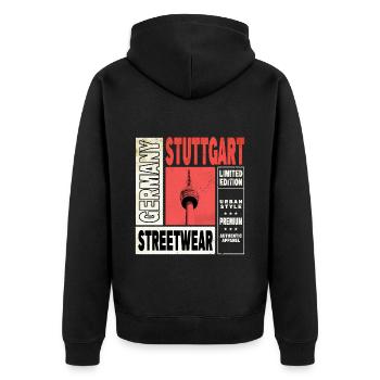 Stuttgart Germany City Skyline Home Love - Unisex Premium Organic Zip Hoodie - black - Back - Nico (187cm)