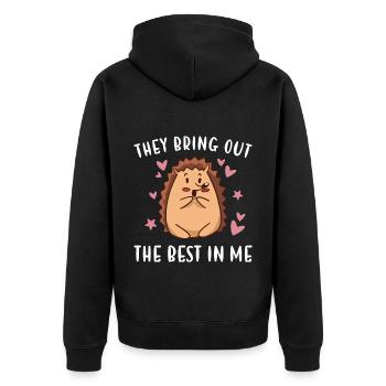 Hedgie They Bring Out The Best In Me Hedgehog - Unisex Premium Organic Zip Hoodie - black - Back - Nico (187cm)
