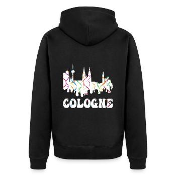 Köln Cologne Karneval Deutschland Stadt Skyline - Unisex Premium Bio Zip Hoodie - Schwarz - Hinten - Nico (187cm)