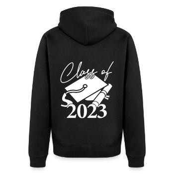Class Of 2023 Graduation Party Gift For Him & Her - Unisex Premium Organic Zip Hoodie - black - Back - Nico (187cm)