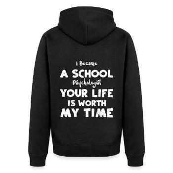I Became A School Psychologist Y... - Unisex Premium Bio Zip Hoodie - Schwarz - Hinten - Nico (187cm)